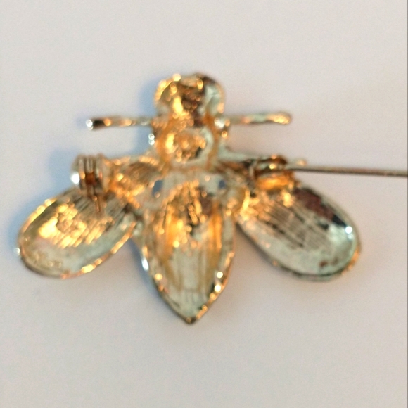 Enamel Bee Rhinestone Brooch - Picture 5 of 6
